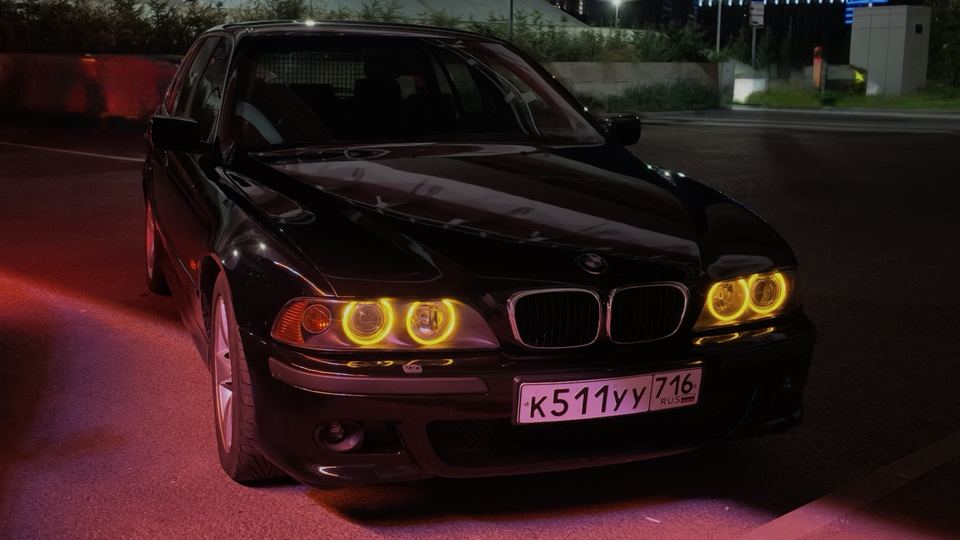 Зоотакси в Казани: чёрный универсал BMW с жёлтыми ангельскими глазками для перевозки собак